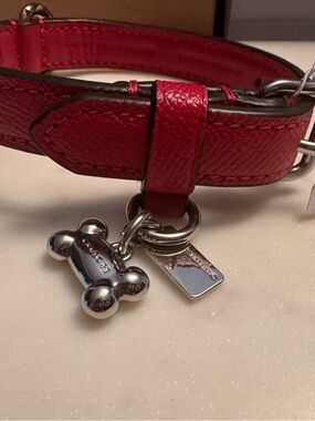 Coach Red Leather Pet Collar-Like New